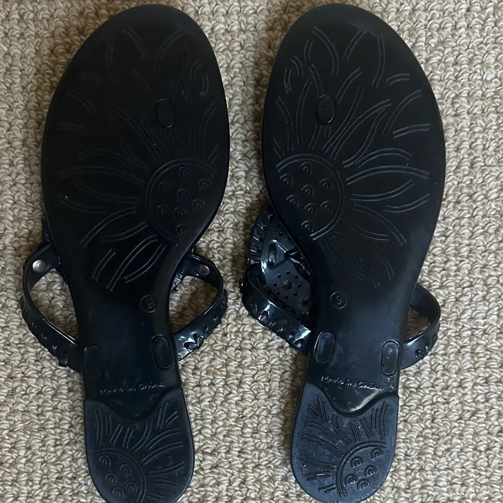 Jack Rogers Georgica Jelly Medallion Thong Sandals – Black, Sz 9 - Picture 4 of 5